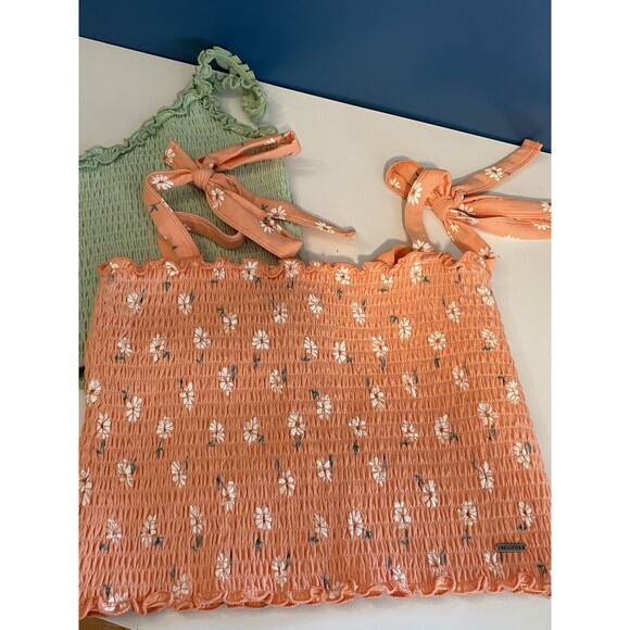 Hollister Tops - Tank Tops Lot Of 2 Festival Concert Boho Juniors Sz Med Pastel Floral & Solid